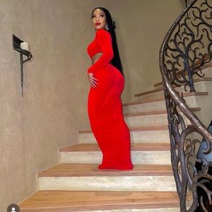 Red cut out dress